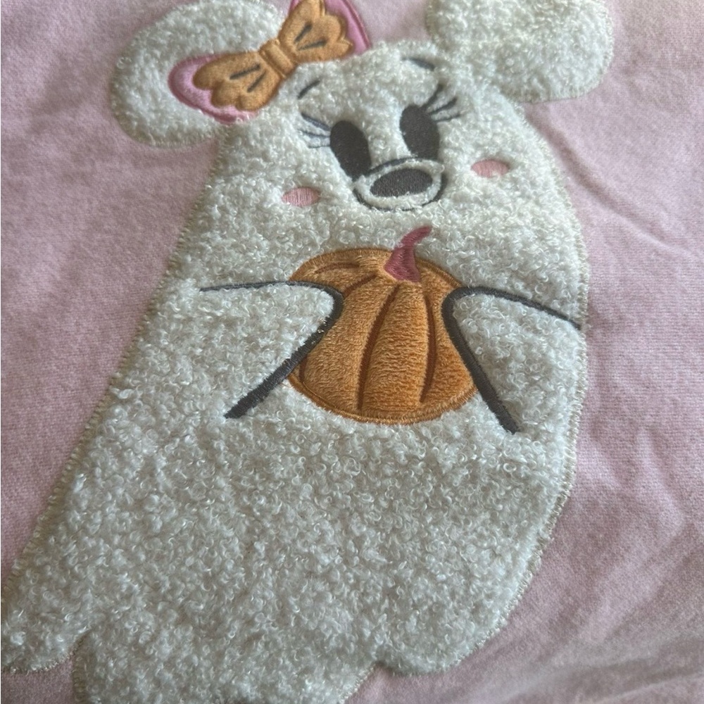 Disney Parks Pink Blanket with Embroidered Ghost Design